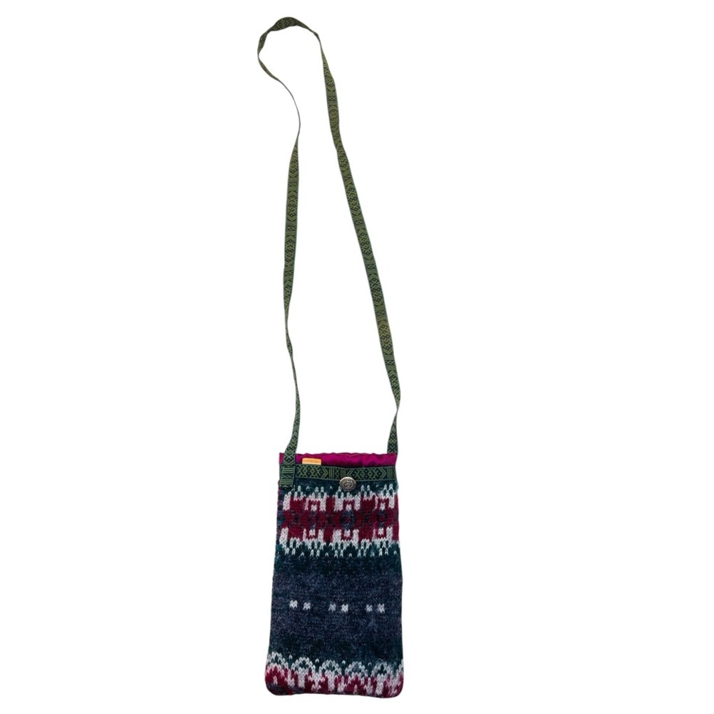 Steller Handcrafted Goods Nordic Sweater Crossbody Purse Green/Gray/Burgundy - Picture 4 of 10